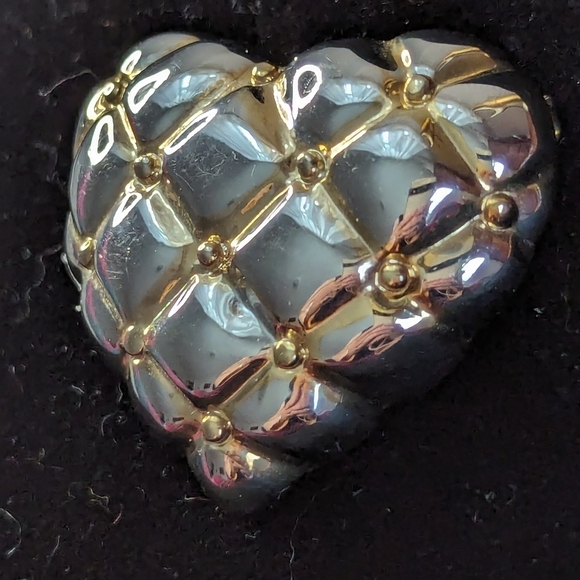 💕 Vintage Heart woven Silvertone with gold tone design criss  cross brooch … - Picture 12 of 12
